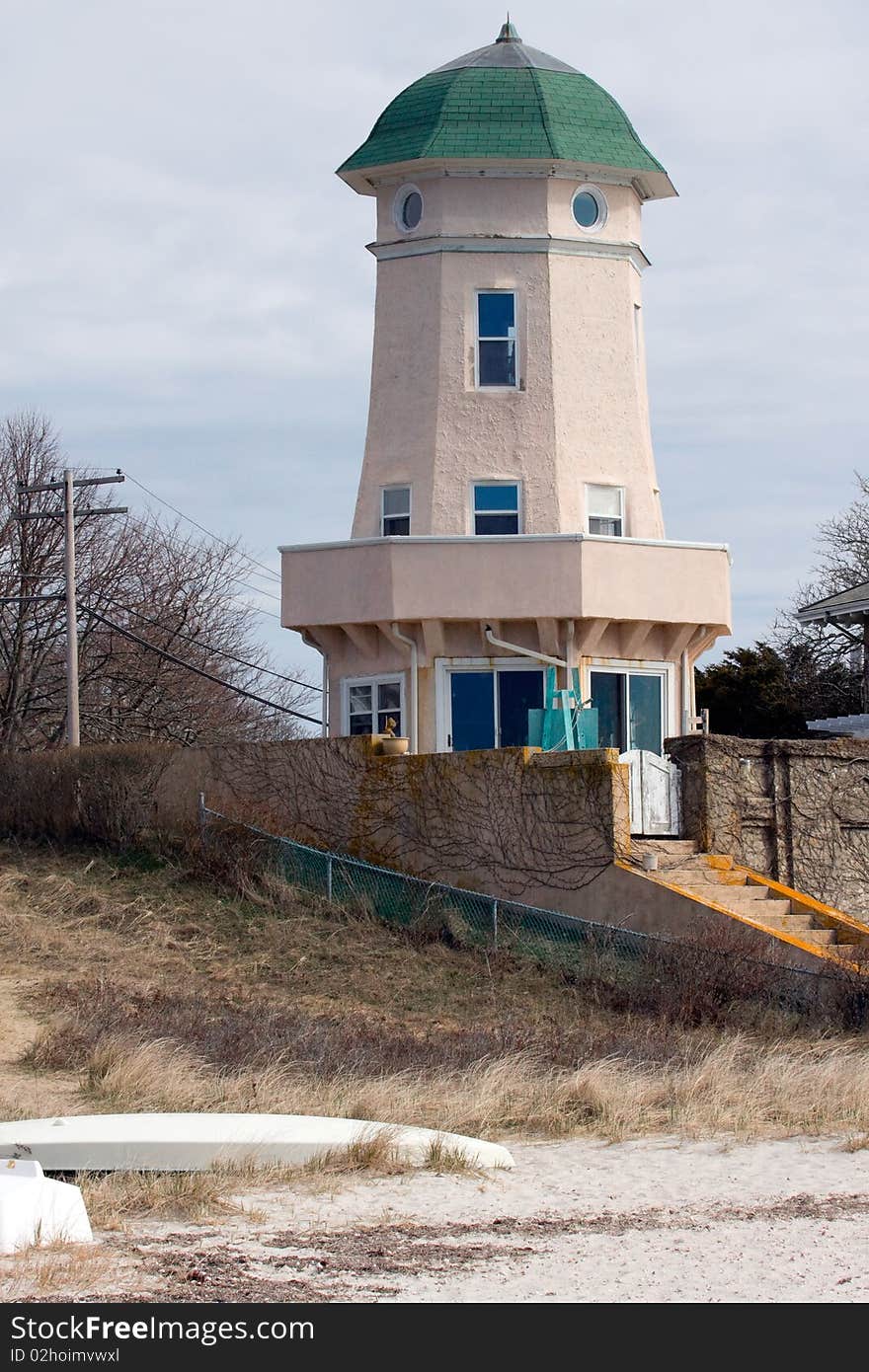 A very uniquely-shaped building located on Hyannis Beach in Hyannisport, Massachussetts. A very uniquely-shaped building located on Hyannis Beach in Hyannisport, Massachussetts.