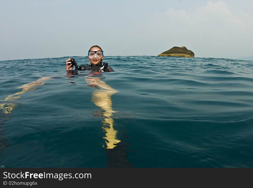 Female scuba diver