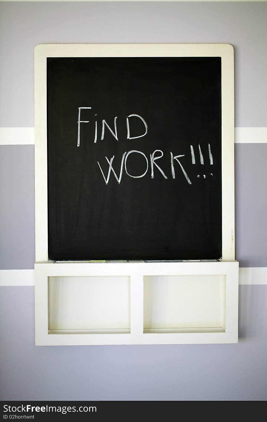 Blackboard with chalk written find work