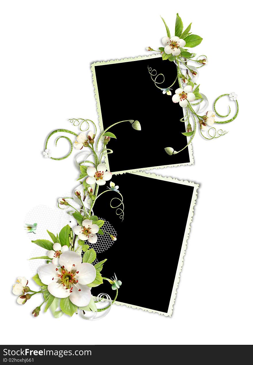 Beautiful spring frame with apple tree flowers