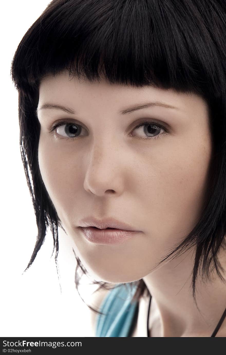 Young lady in studio on white background. Young lady in studio on white background