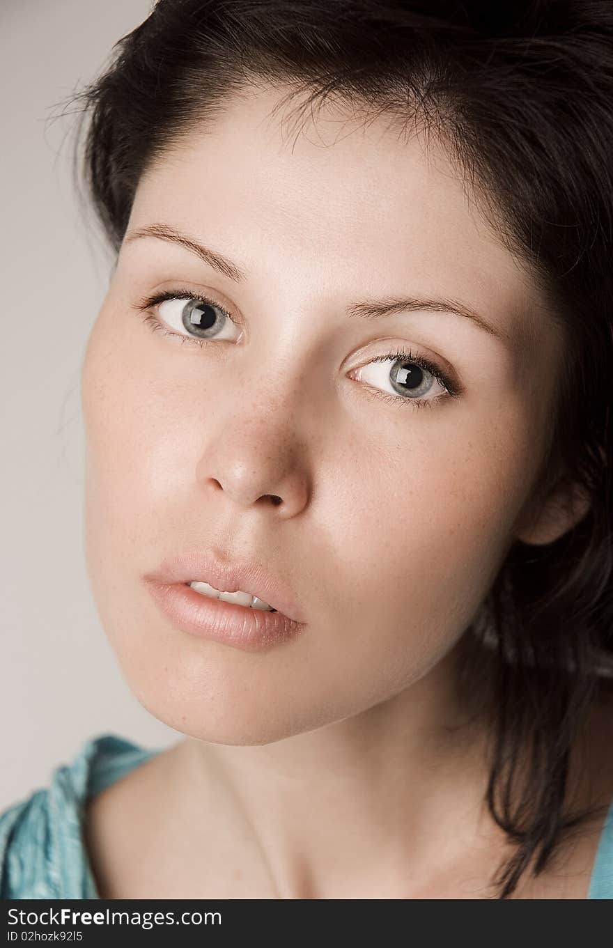 Beautiful portrait of woman in studio. Beautiful portrait of woman in studio