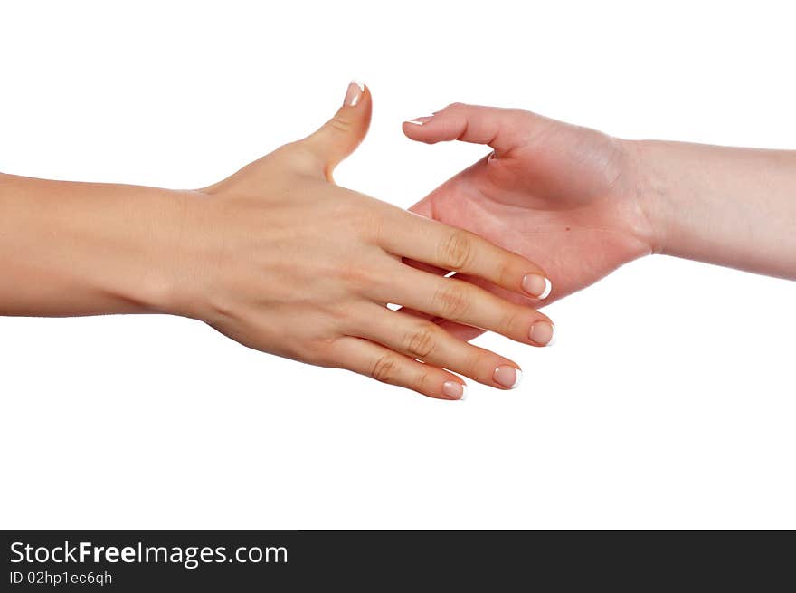 Various signs hands and palms isolated on white background