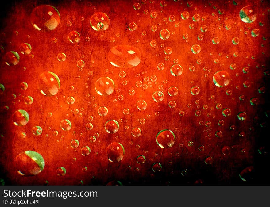 The red background with various sizes bubbles. The red background with various sizes bubbles