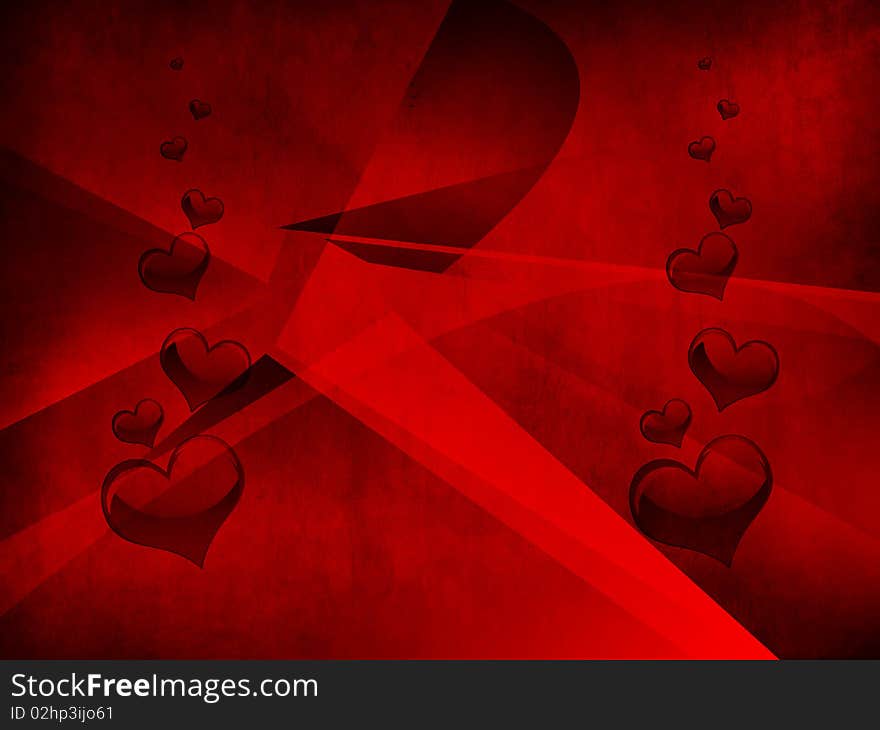 Various size heart shapes on red background. Various size heart shapes on red background