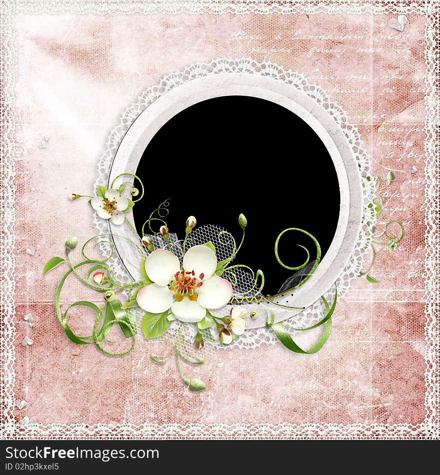 Spring frame with apple tree flowers