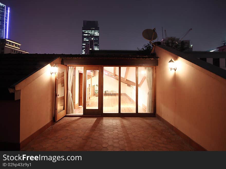 Terrace of an old lane house in Shanghai