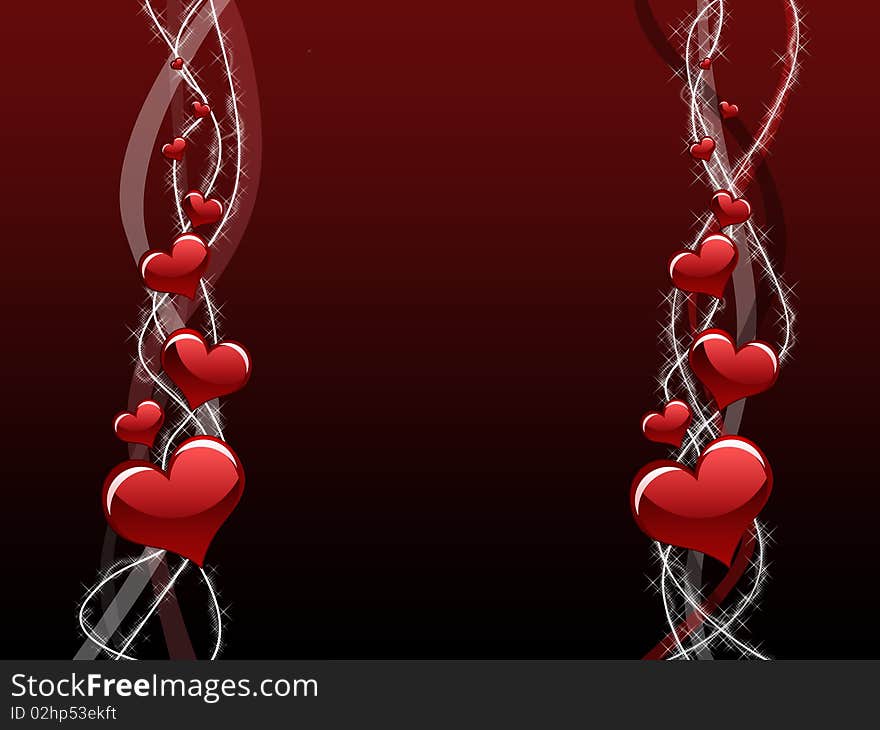 Various size heart shapes on red background. Various size heart shapes on red background