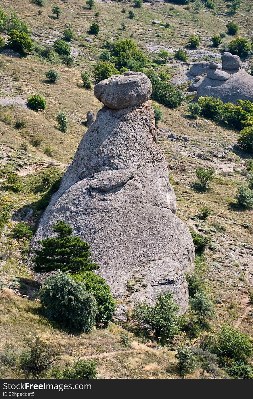 Small rock in mountains in Crimia