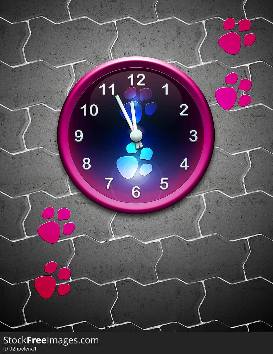 Clock with animal track