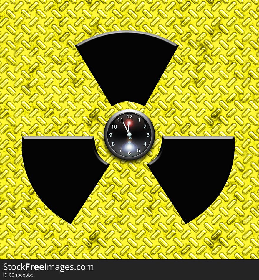 Radiation sign with clock