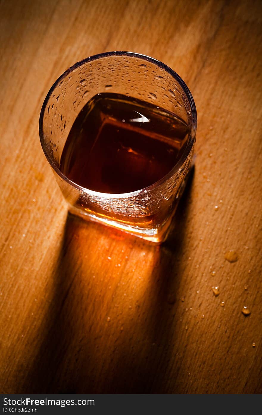 Whisky on a wooden table