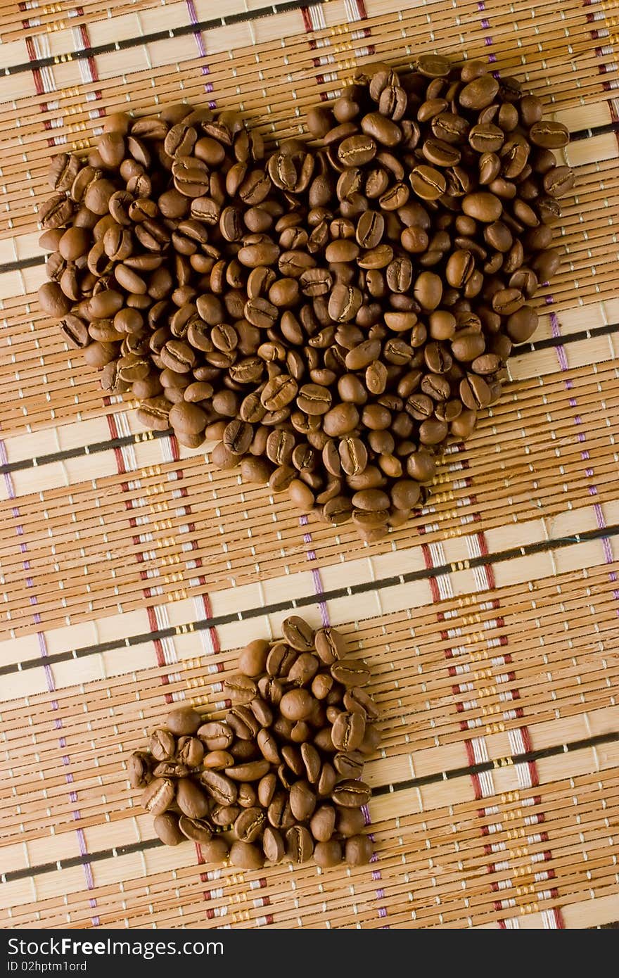 Coffee Beans In Shape Of Two Heart