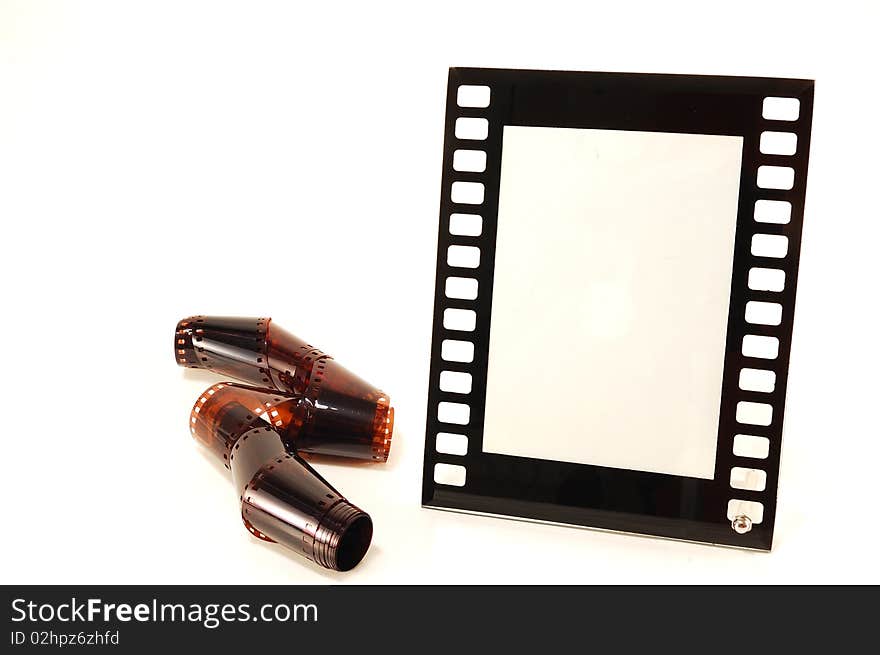 Glass photo frames with the film isolated on a white background