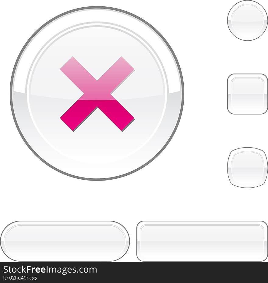 Abort white buttons. Set of illustration. Abort white buttons. Set of illustration.