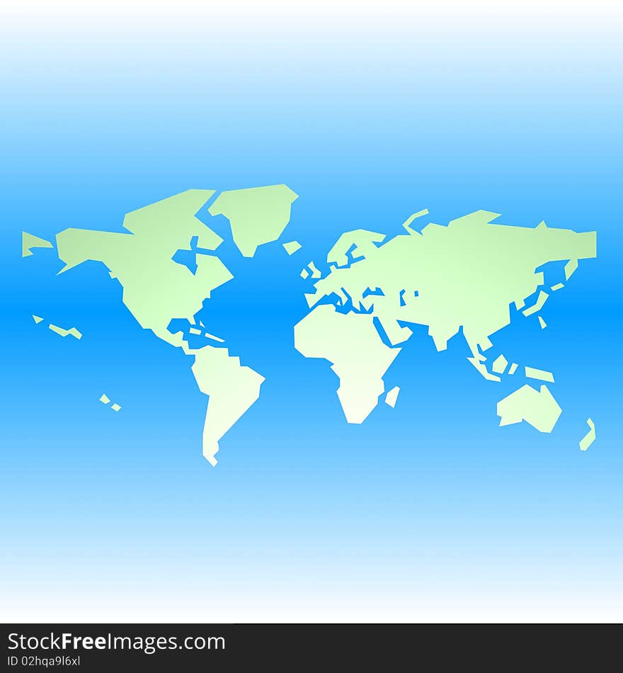 Simple World Map, blue on white background