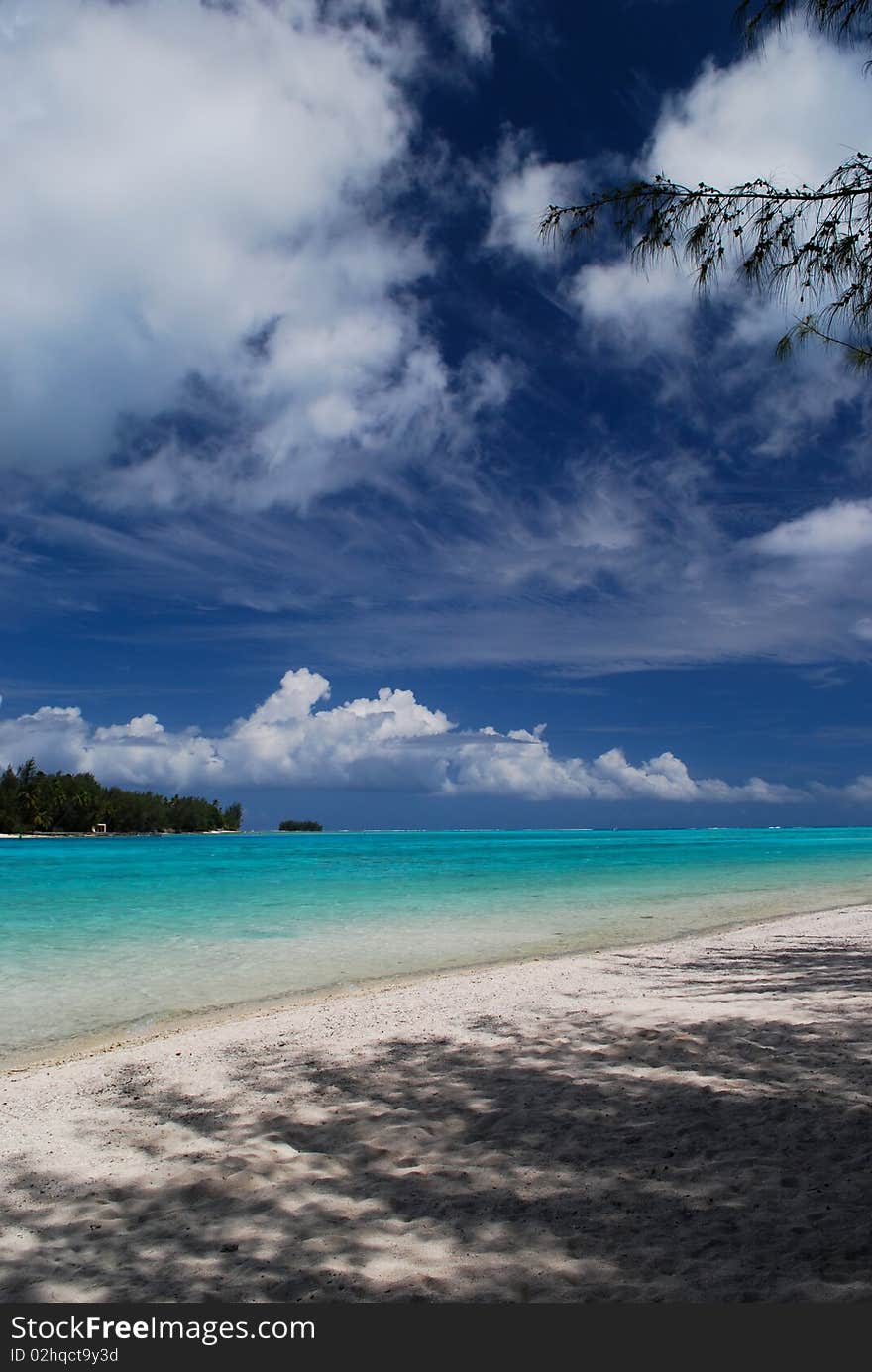 Tropical beach on Moorea motu