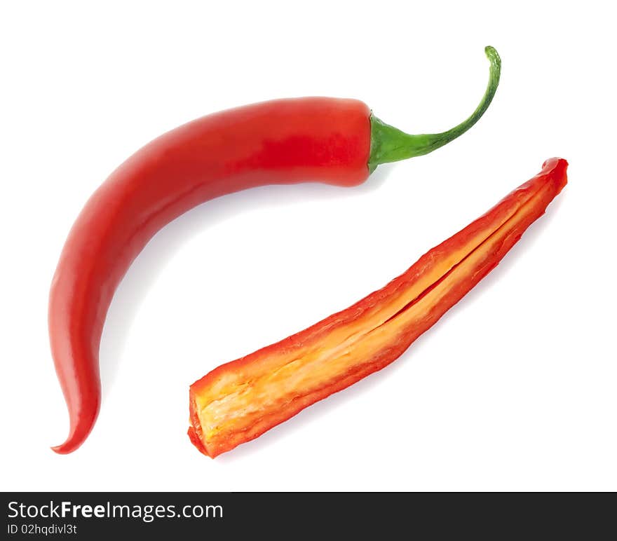 Red peppers isolated on white background.