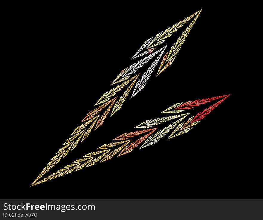 Fractal arrow over black background