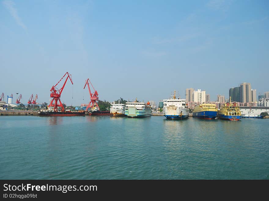 China, the port of Haikou City, Hainan Province landscape