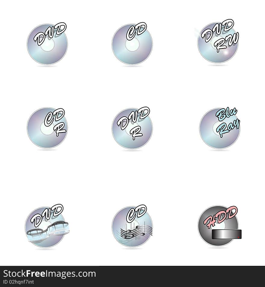 Illustration, icons compact disk on white background