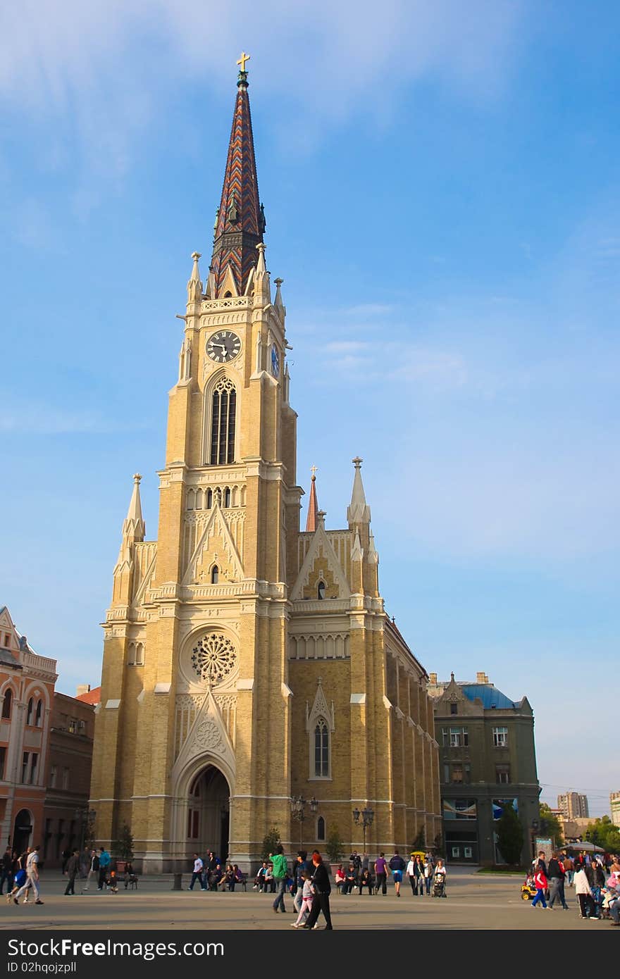 NOVI SAD - APRIL 18: Crowds on main square in front of Cathedral on April 18, 2010 in Novi Sad, Serbia. Novi Sad is Serbia's second largest city after Belgrade. NOVI SAD - APRIL 18: Crowds on main square in front of Cathedral on April 18, 2010 in Novi Sad, Serbia. Novi Sad is Serbia's second largest city after Belgrade.