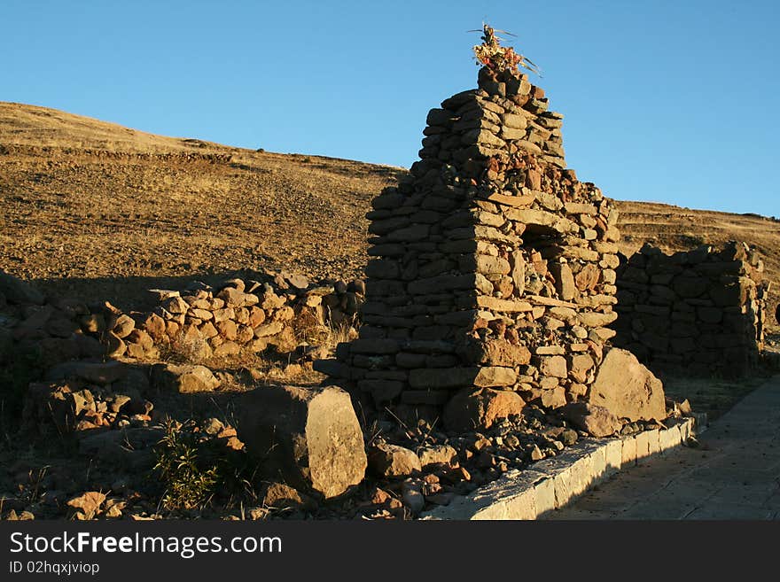 A peruvian chapel in amantani island, on titicaca lake