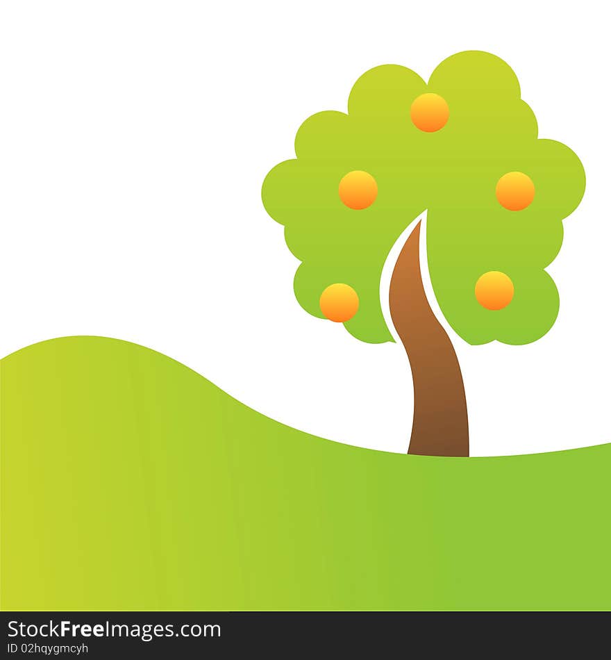 Tree background with orange plants