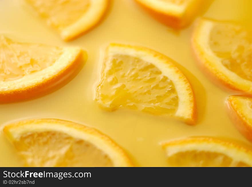 Orange slices in juice