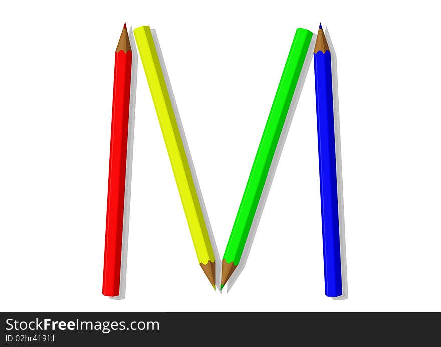 Letter from pencils, vectorial illustration