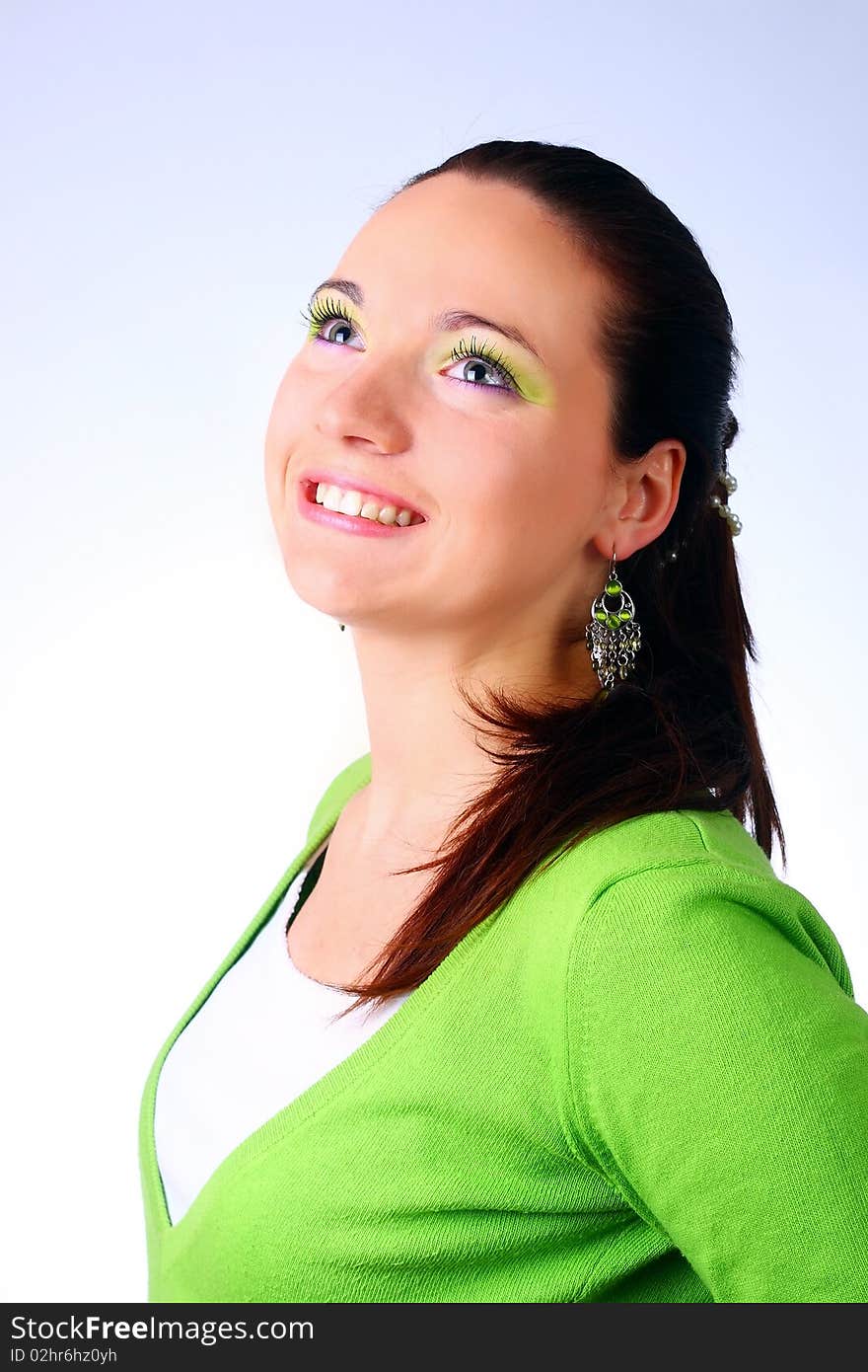 Happy woman smiling portrait isolated over a white background