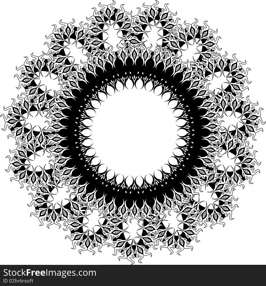 Decorative black pattern on white background. Decorative black pattern on white background