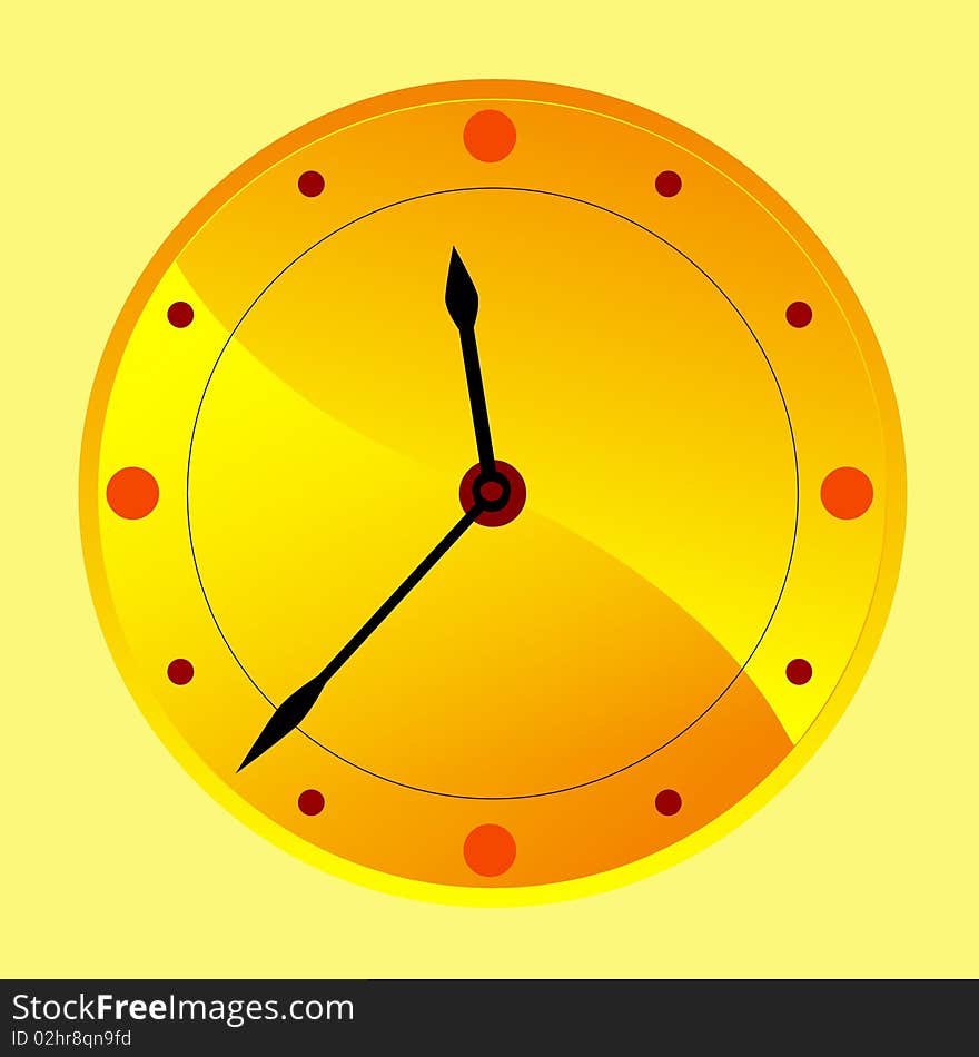 Vector colored illustration of golden clock