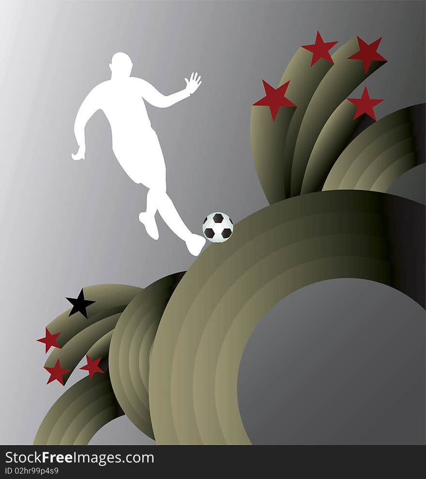 Abstract soccer background with footballer silhouette. Abstract soccer background with footballer silhouette.