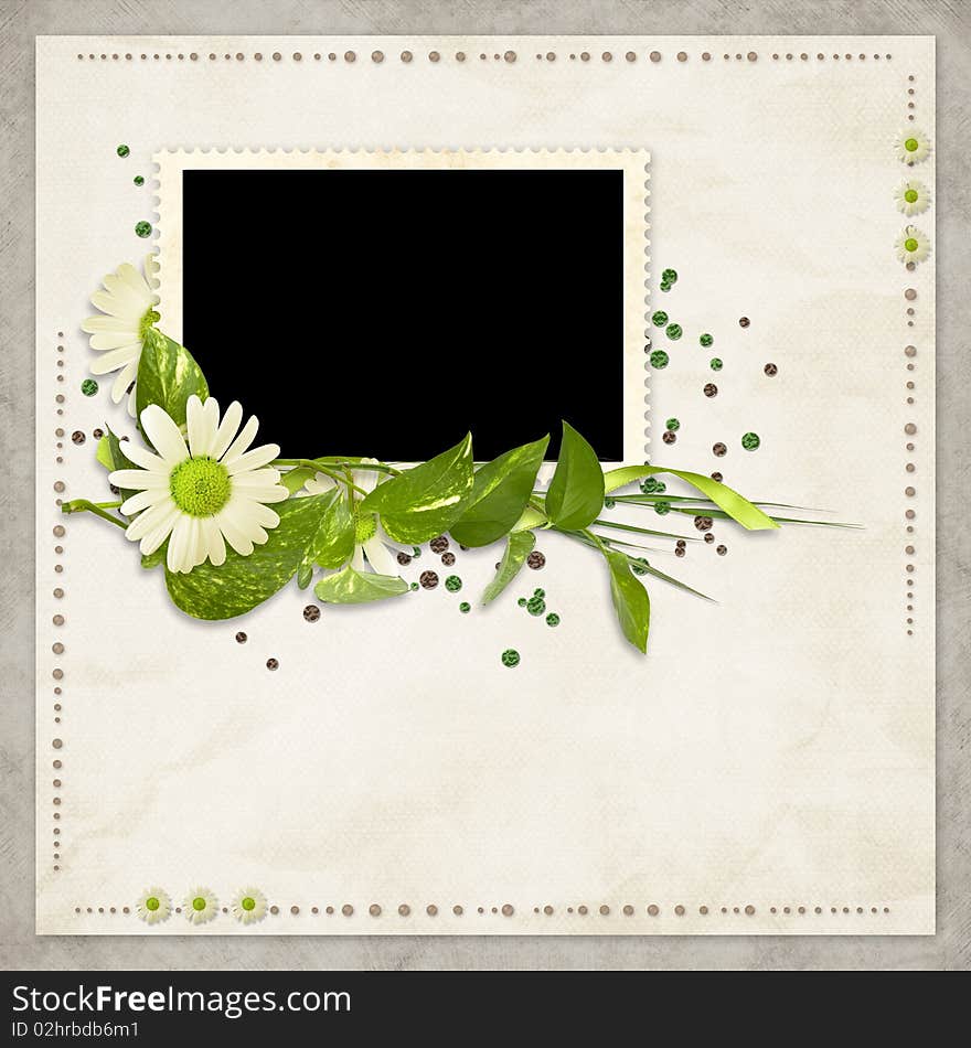 Card for the holiday with flowers on the abstract background. Card for the holiday with flowers on the abstract background