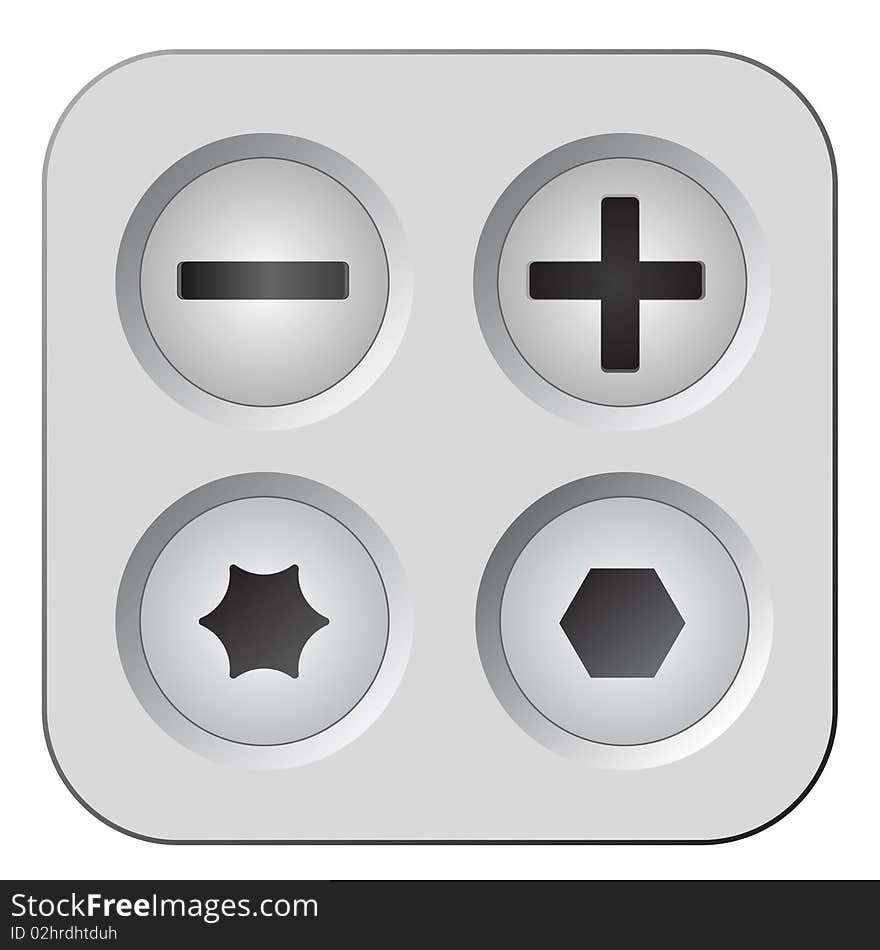 Plan view of different screws