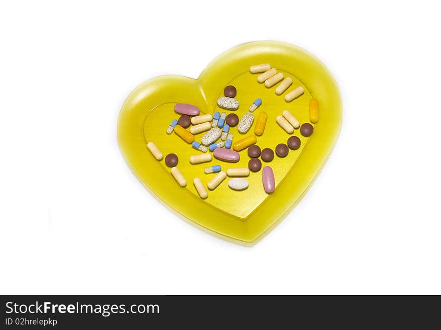 Different types of medicine tray in the shape of the heart. Different types of medicine tray in the shape of the heart.