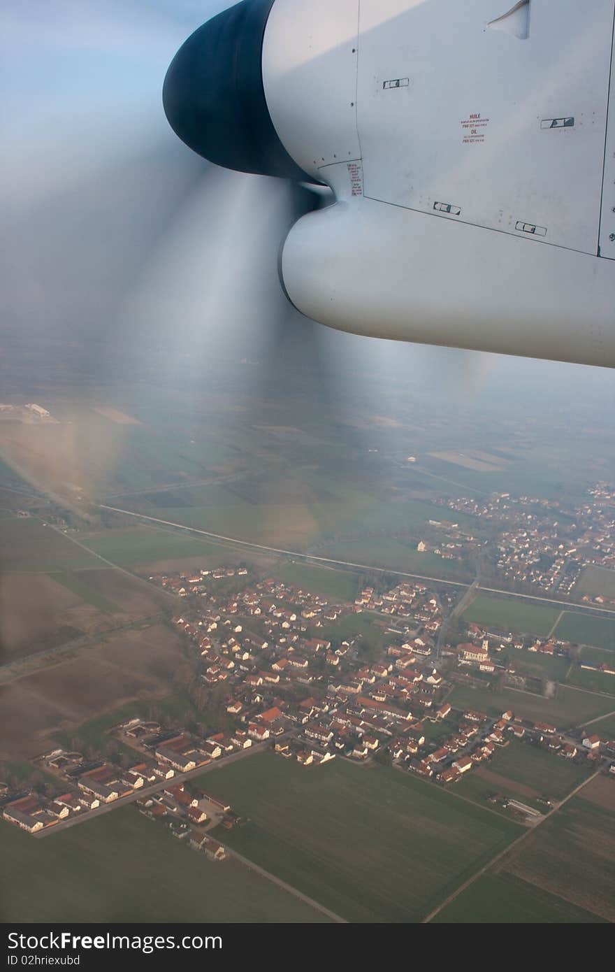 Houses and farms, fields and roads as seen from a plane. Houses and farms, fields and roads as seen from a plane