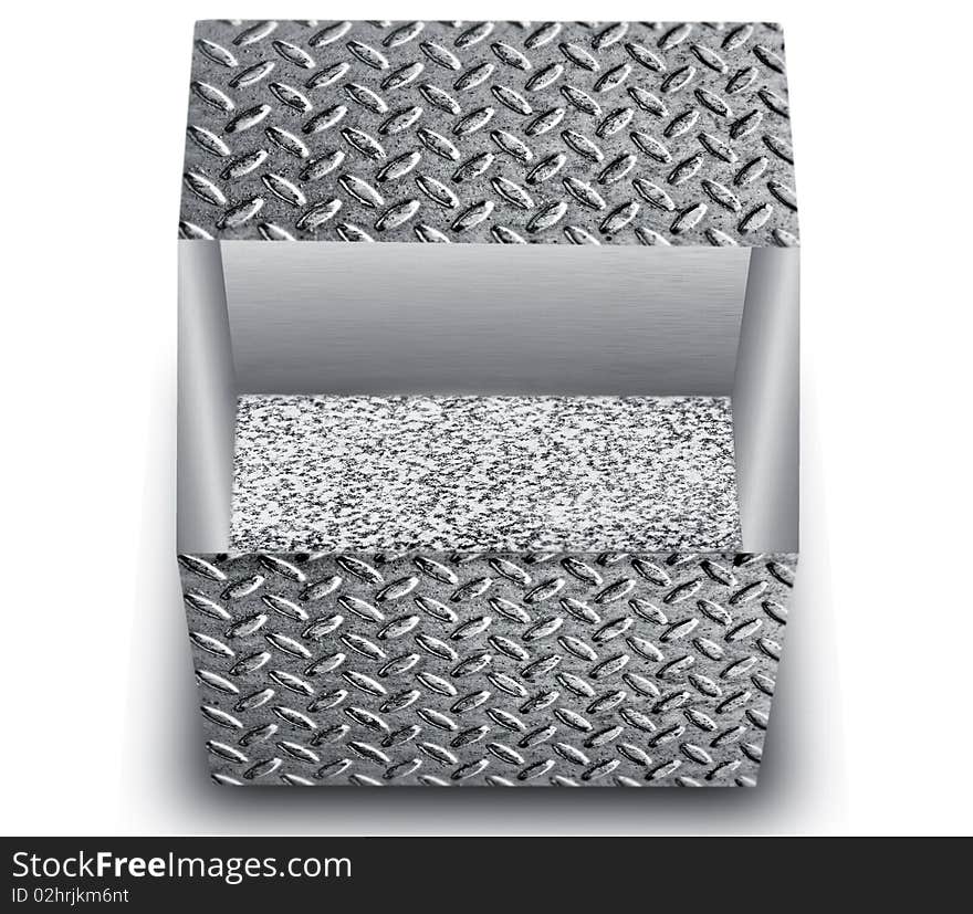 Textured metal industrial bin, isolated. Textured metal industrial bin, isolated