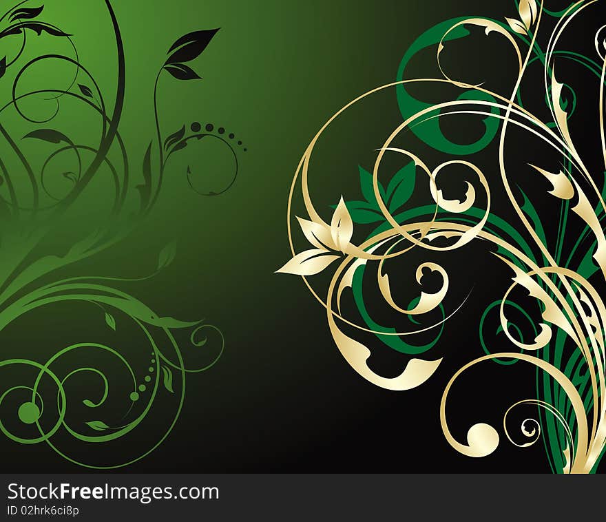 Gold floral abstraction. 
vector illustration.