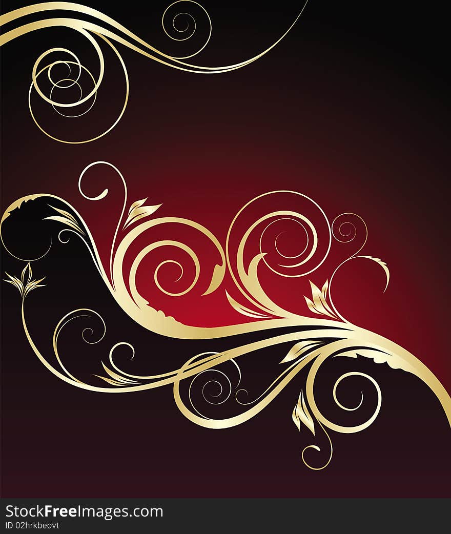 Golden floral background for text (vector)