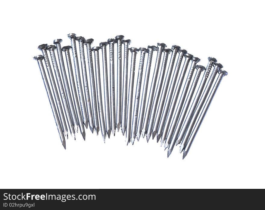 Steel nails isolated on the white background. Steel nails isolated on the white background