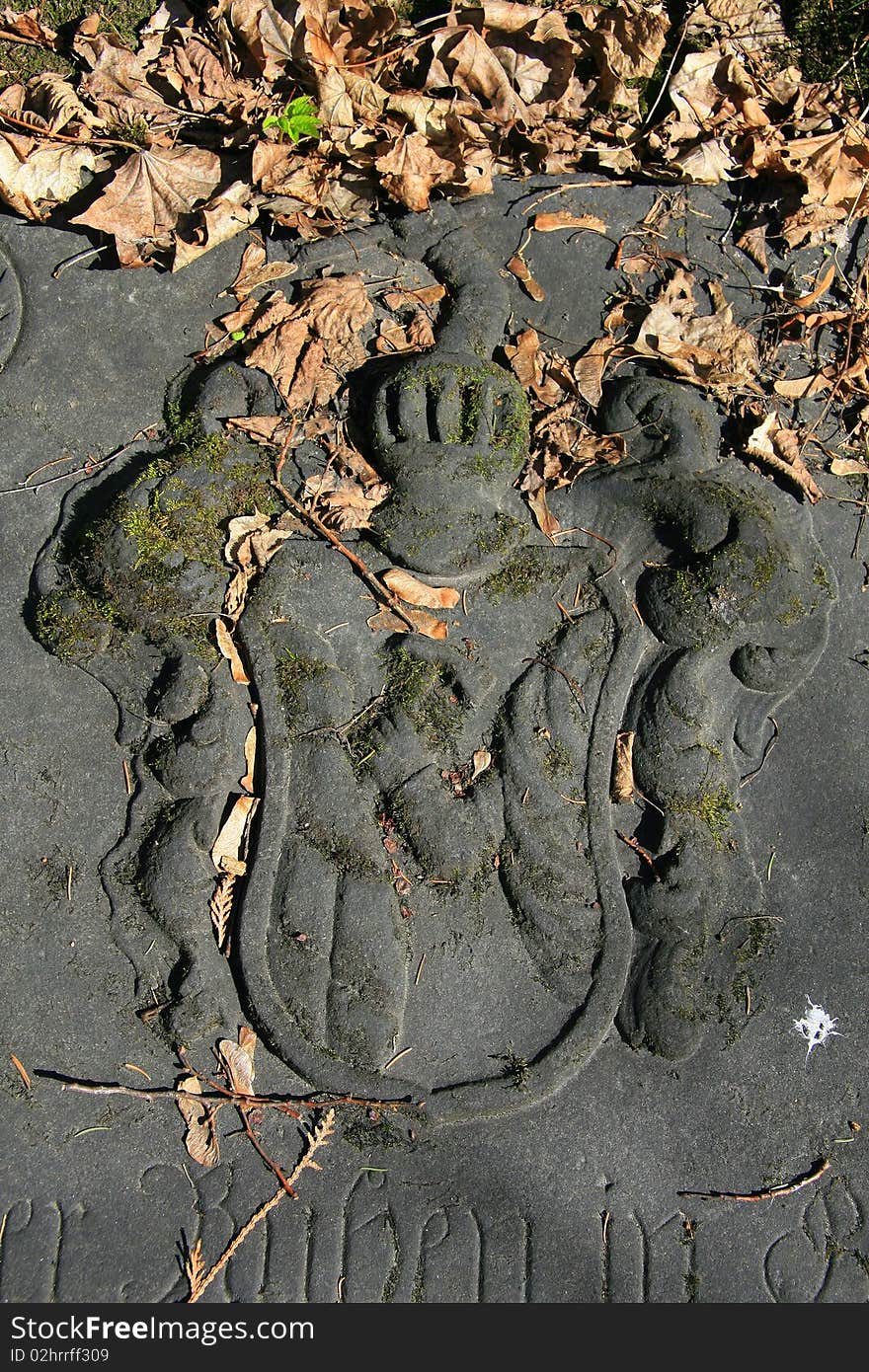 Coat of arms, heraldry of the old headstone plaque