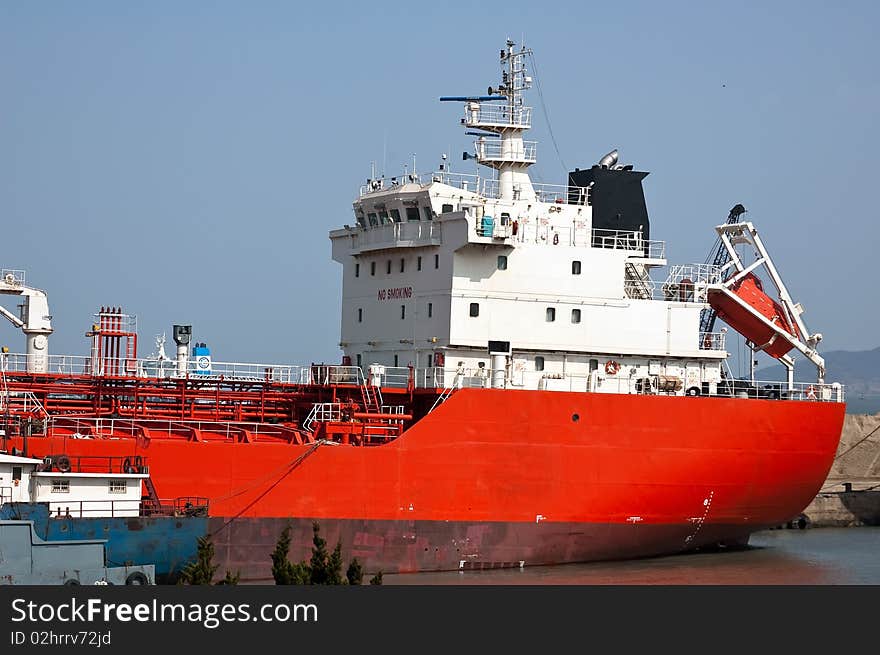 Tanker docked at the pier