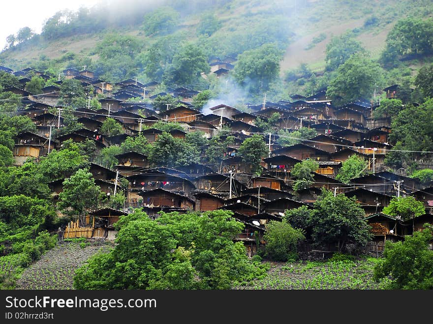 Village in cloud