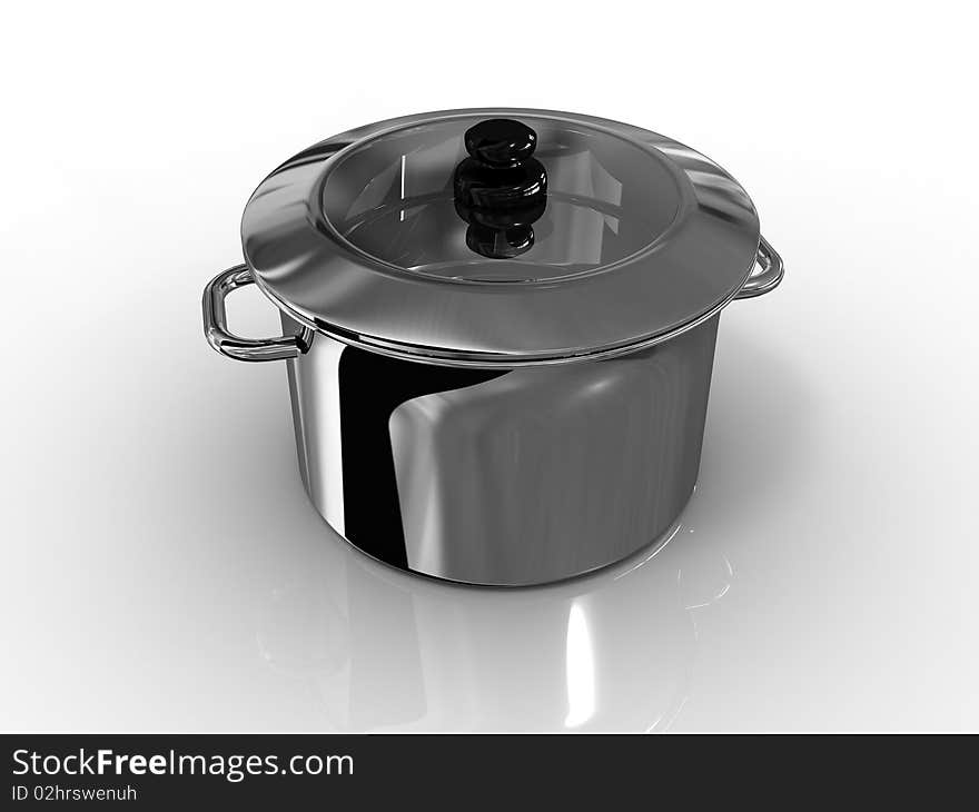 Casserole on white background. 3D