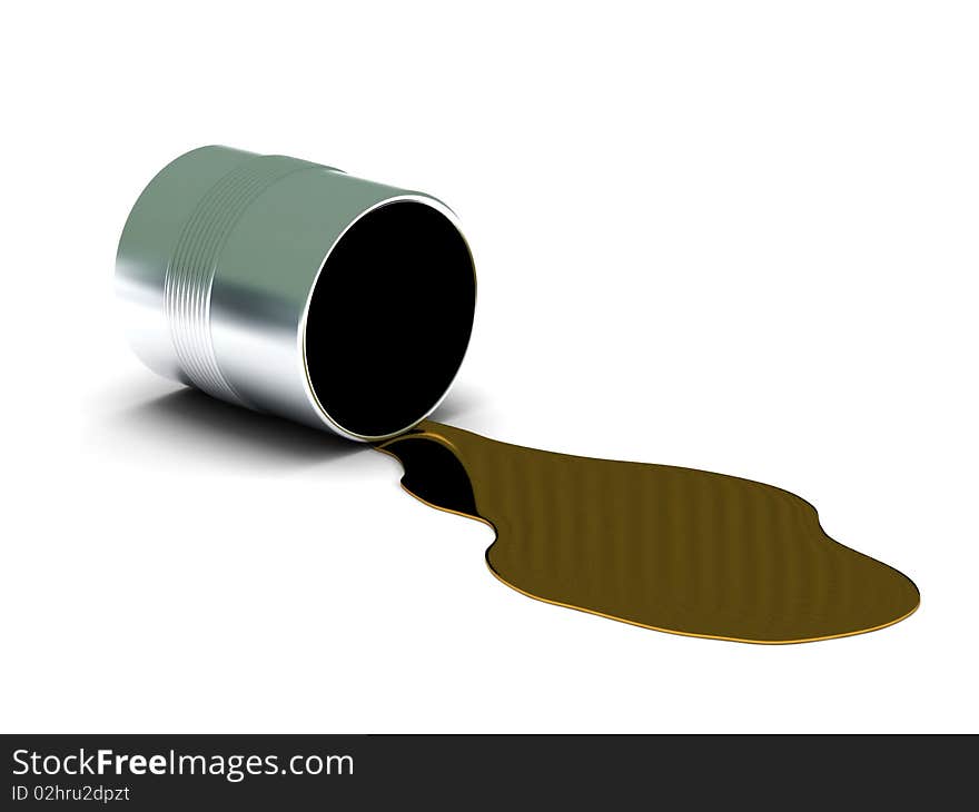 Golden spilled paint isolated on white background. High quality 3d render.