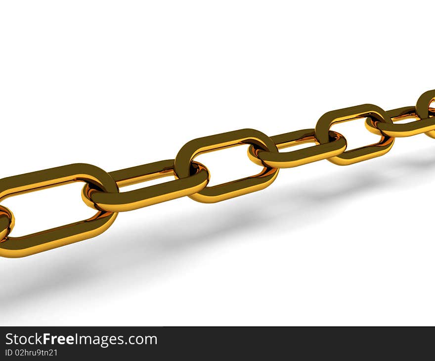 Golden chain isolated on white background. High quality 3d render.