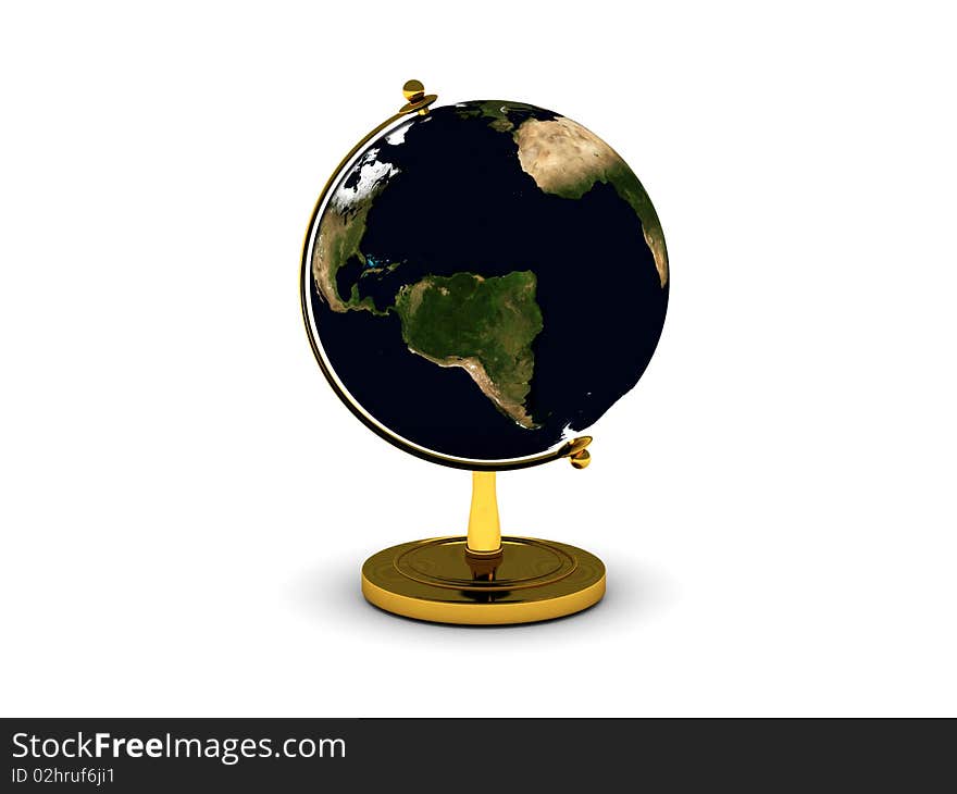 Globe isolated on white background. High quality 3d render.