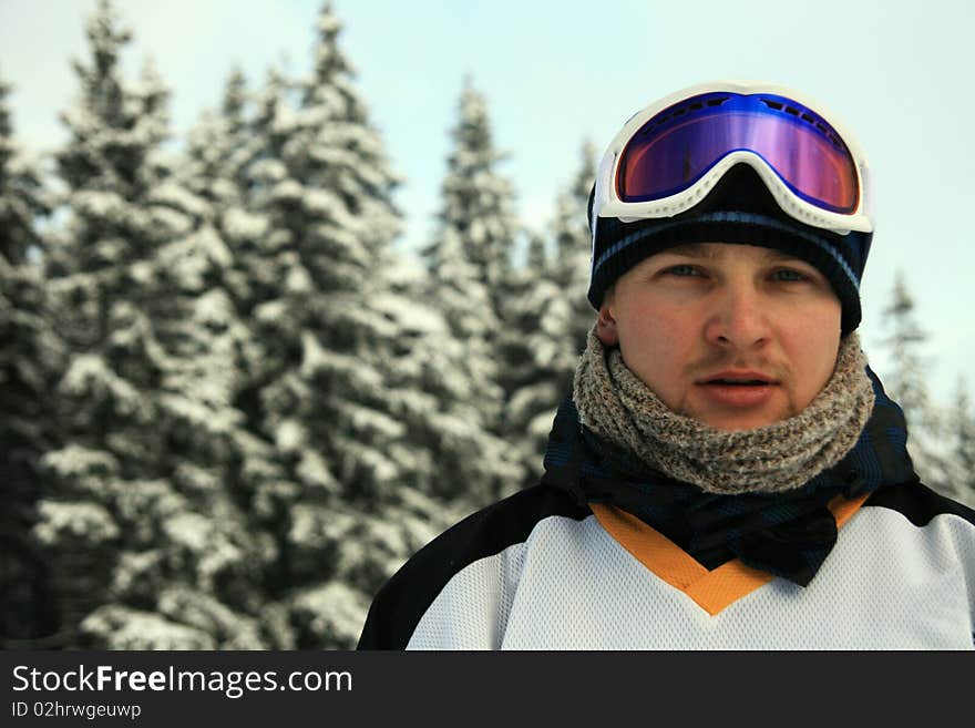 Man Portrait With Ski Goggles